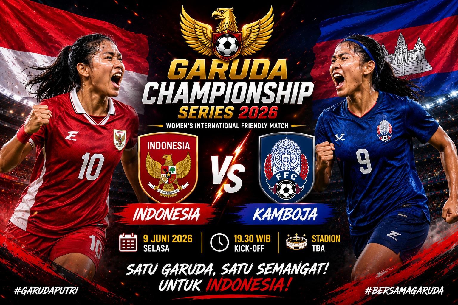 Timnas Putri Indonesia vs Kamboja